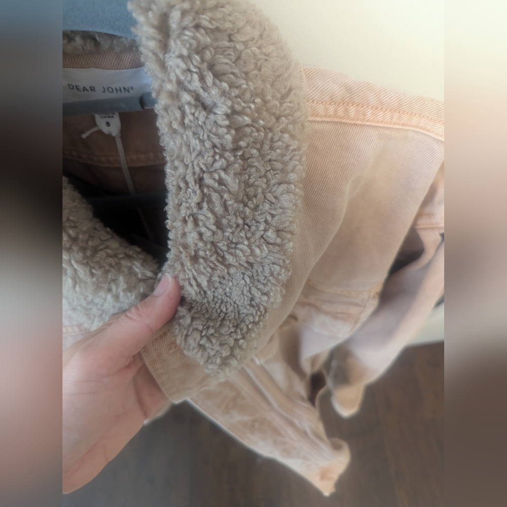 NWT Dear John Peach Denim Jacket & Sherpa Lining - Picture 7 of 8